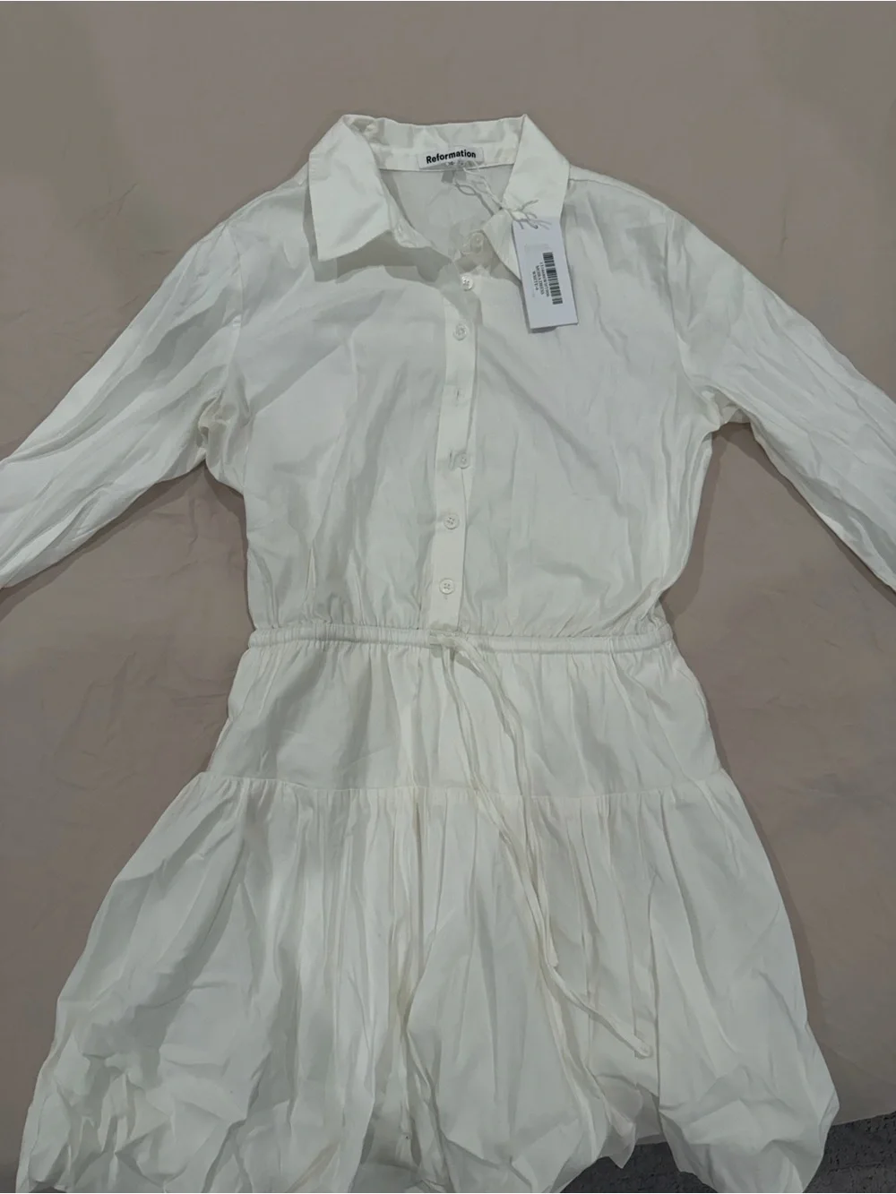 Reformation White Button-Front Shirt Dress - Picture 4 of 5